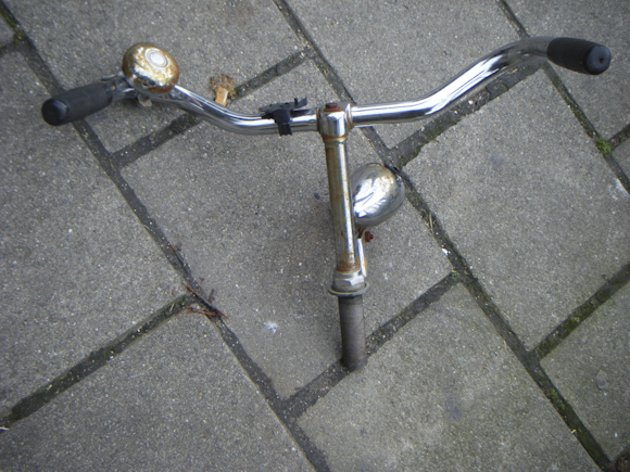 bike handlebars on the pavement